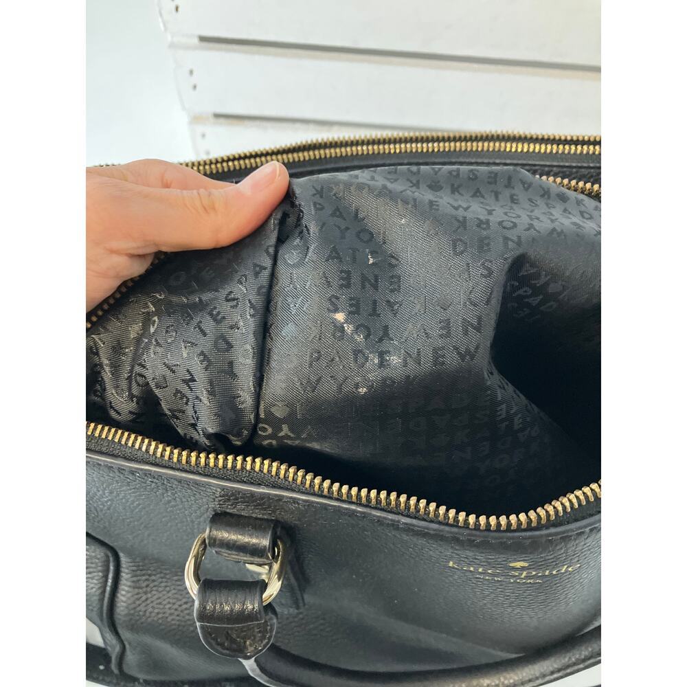 KATE SPADE LARGE BLACK PEBLED LEATHER WOMENS SHOULDER BAG - Picture 15 of 16